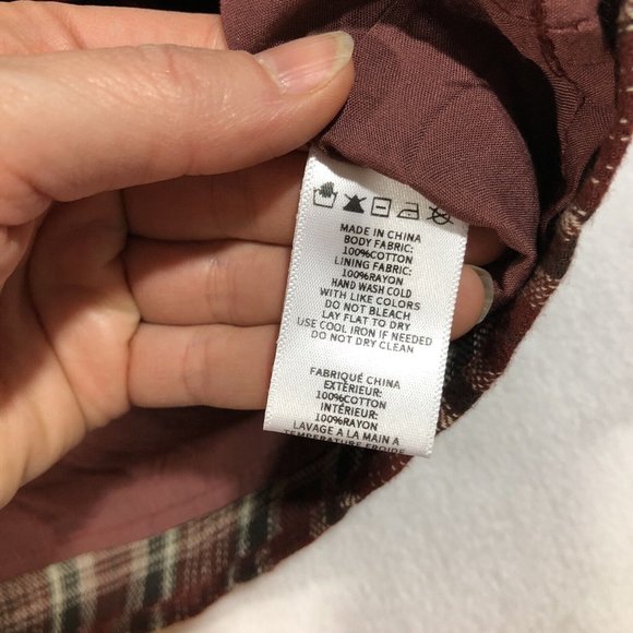 NEW Paper Crane Womens Small Plaid Squared Neck Button Dress Fall NWT $54 - Picture 11 of 12